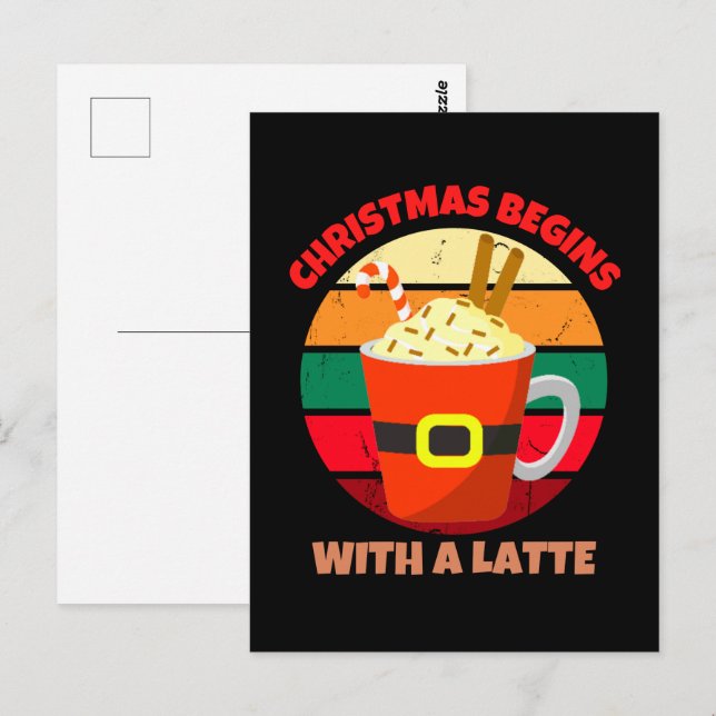 POSTAL LA NAVIDAD COMIENZA CON UN LATTE (Anverso / Reverso)
