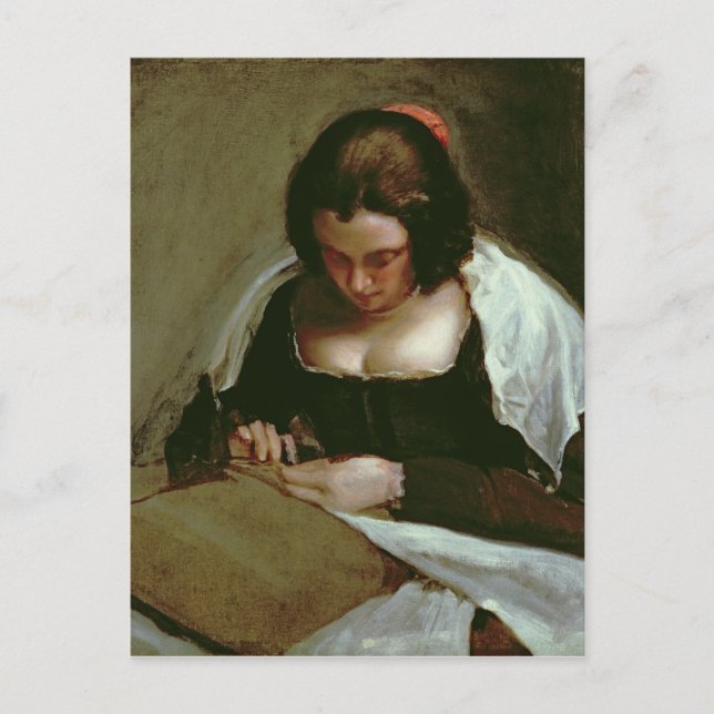 Postal La Needlewoman, c.1640-50 (Anverso)