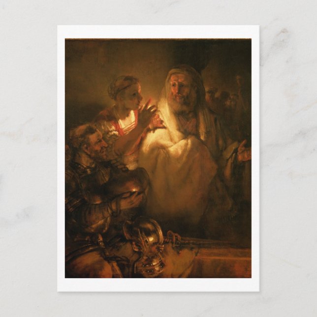 Postal La negación de San Pedro, 1660 (óleo sobre lienzo) (Anverso)