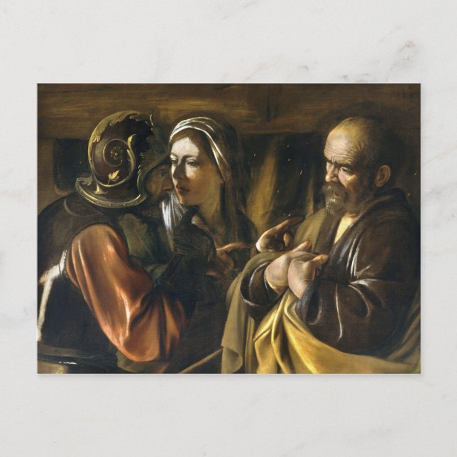Postal La negación de San Pedro - Caravaggio (Anverso)