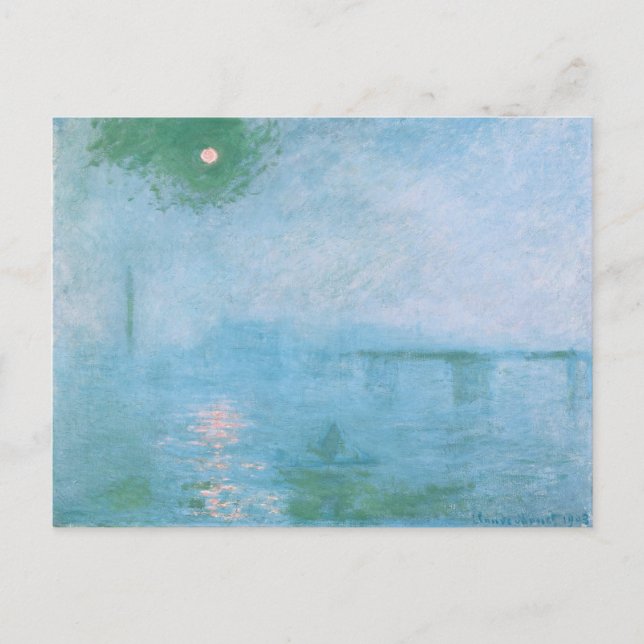 Postal La niebla en el Támesis (por Claude Monet) (Anverso)