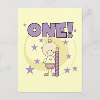 Postal La niña bebé es camisetas de un cumpleaños y regal