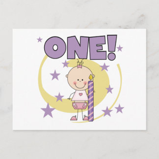 Postal La niña bebé es camisetas de un cumpleaños y regal