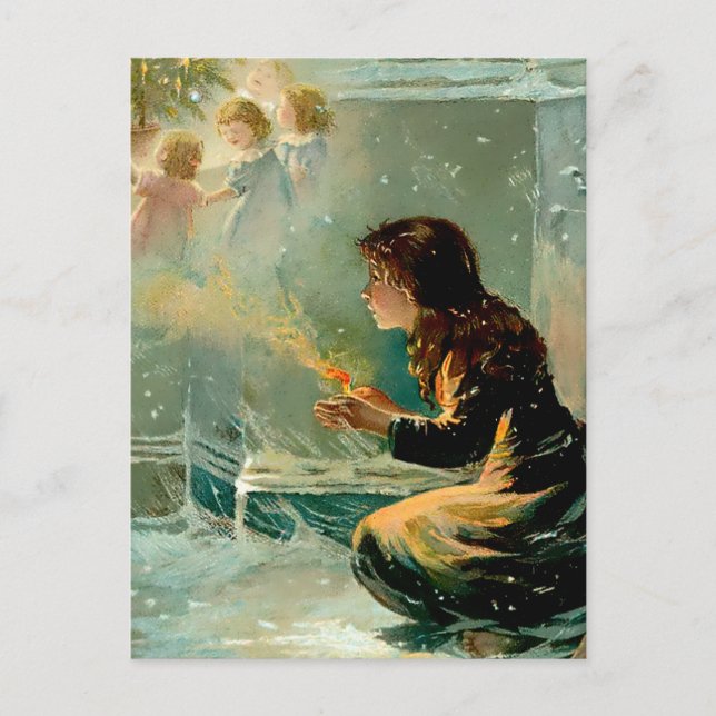 Postal "La niña de los fósforos" de E S Hardy (Anverso)