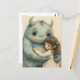 Postal La niña y su amigo monstruo