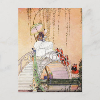 Postal La noche de Kay Nielsen en un jardín chino