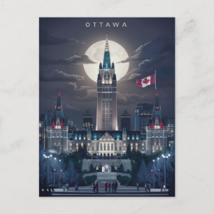 Postal La noche del parlamento de Ottawa