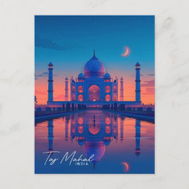 Postal La noche en el Taj Mahal Viaje de la India