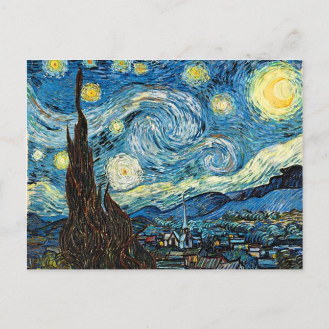Postal La noche estrellada de Vincent Van Gogh (Anverso)