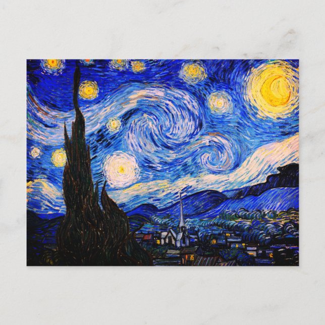 Postal La noche estrellada de Vincent Van Gogh (Anverso)