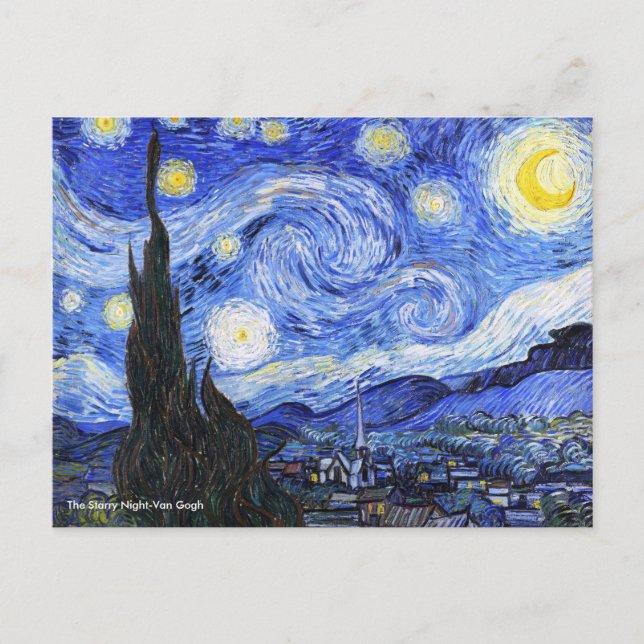 Postal La noche estrellada de Vincent Van Gogh (Anverso)