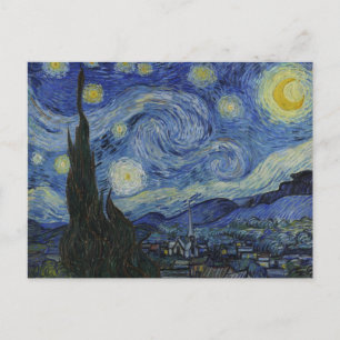 Postal La Noche Estrellada, pintura al óleo, Vincent Van