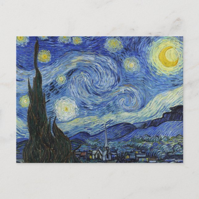 Postal La noche estrellada por Van Gogh (Anverso)