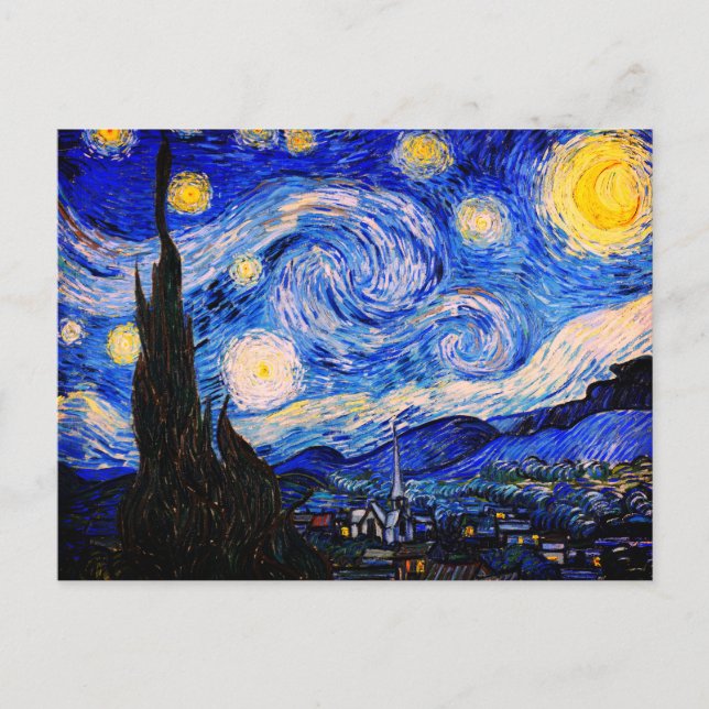 Postal La Noche Estrellada por Vincent Van Gogh (Anverso)