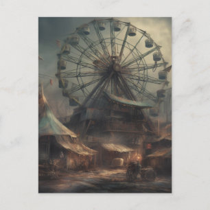 Postal La noria abandonada de las carpas de carnaval