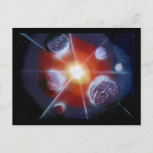 Postal La nova espacial destruyó planetas pintando con ae