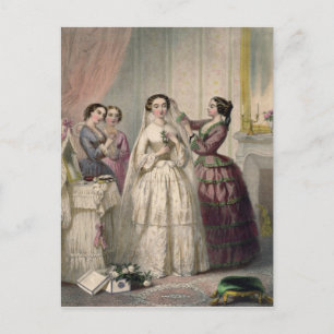 Postal La novia, grabada por J. Battannier, 1852-53