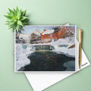 Postal La nueva fábrica en Lillehammer, Thaulow, Frits