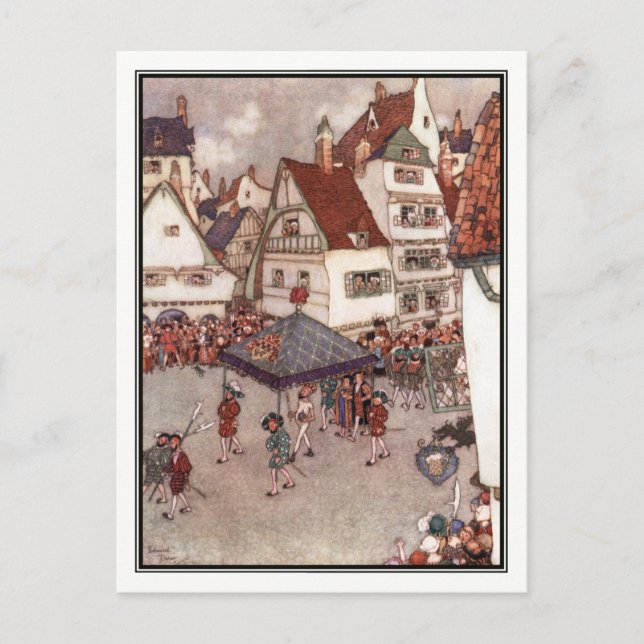 Postal La nueva ropa del emperador por Edmund Dulac (Anverso)