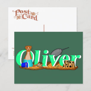 Postal La nutria Oliver está en la playa