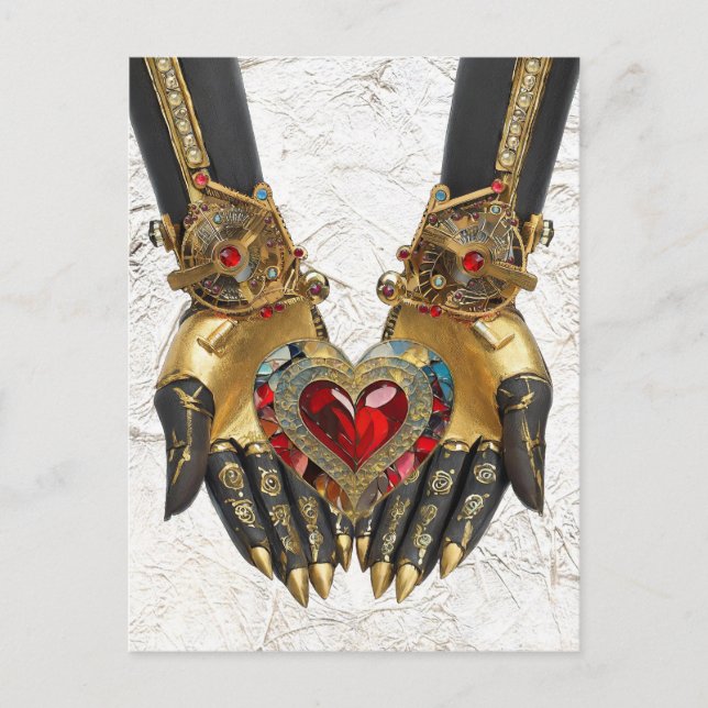 Postal La oferta - Corazón en manos (Anverso)