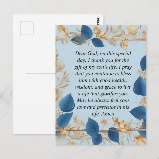 Postal La oración de una madre por su hijo (Anverso / Reverso)