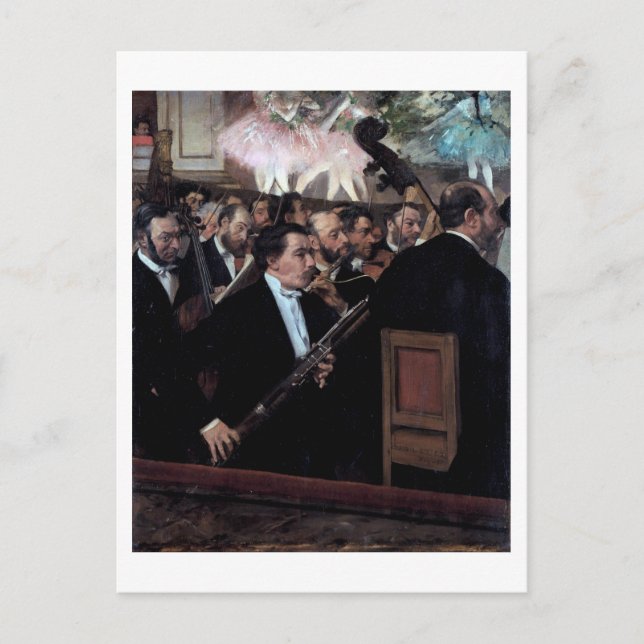 Postal La orquesta de la ópera, Edgar Degas (Anverso)