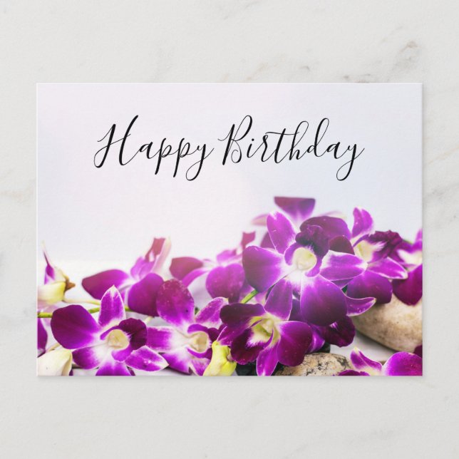 Postal La Orquídea Púrpura es de fondo blanco (Anverso)