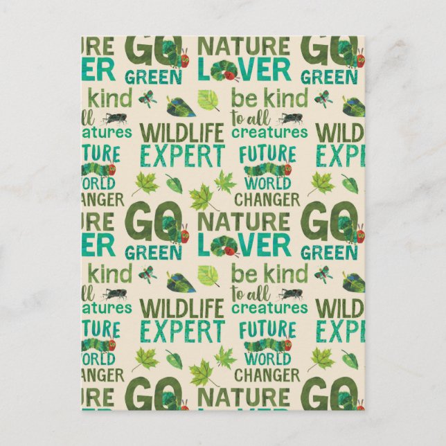 Postal La oruga del futuro cambio mundial, muy hambrienta (Anverso)