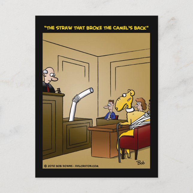 Postal "La paja que rompió la espalda del camello" (Anverso)