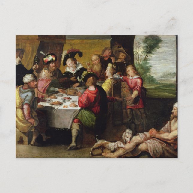 Postal La parábola del hombre rico y el Lázaro (Anverso)