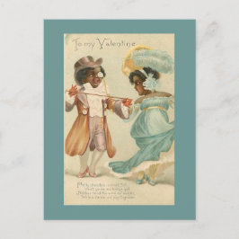Postal La pareja afroamericana baila vintage Valentine