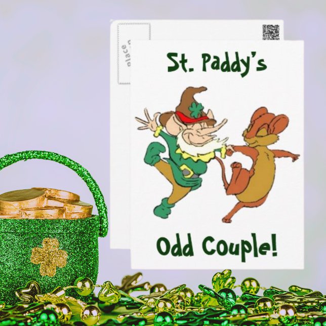 Postal La pareja extraña de St. Paddy (St. Paddy’s Odd Couple Postcard)