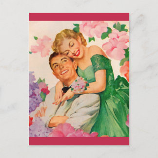 Postal la pareja feliz