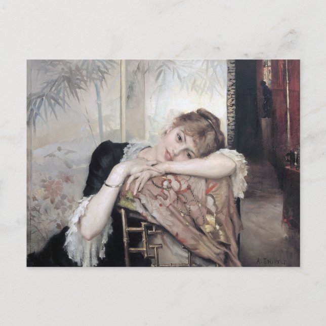 Postal La parisina de Albert Edelfelt 1883 (Anverso)