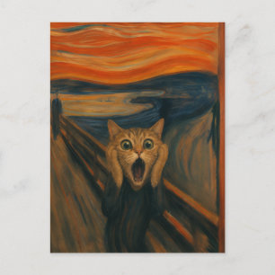 Postal La parodia clásica del gato gritando Arte divertid