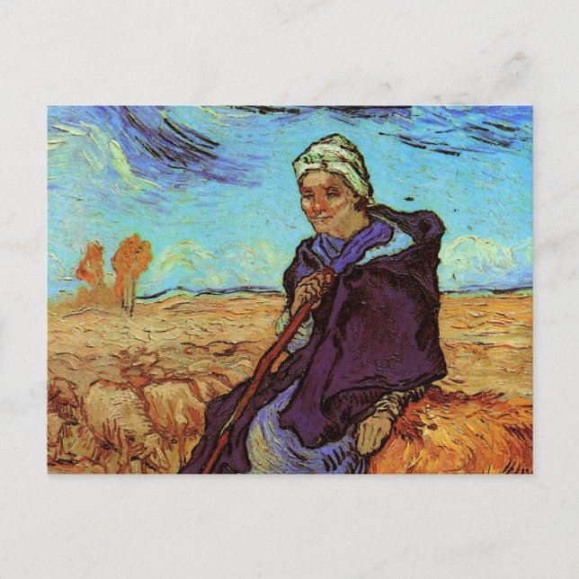 Postal La pastora (después de Millet) de Vincent van Gogh (Anverso)