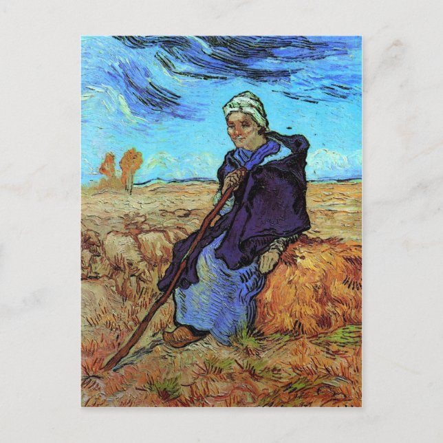 Postal La pastora (después de Millet) Van Gogh Bella Arte (Anverso)