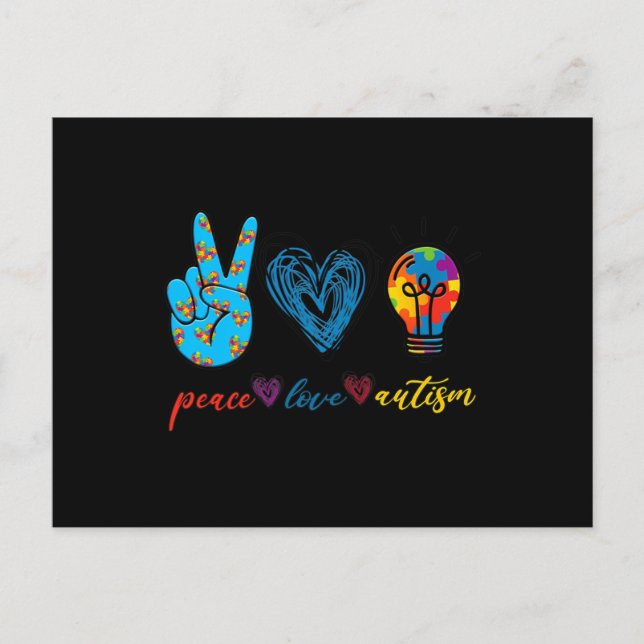 Postal La paz amor el autismo rompe la cinta de opciones  (Anverso)