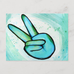 Postal La paz en el Día de la Paz Signo de arte pacífico