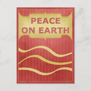 Postal La paz en la Tierra Red Gold Elegante