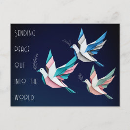 Postal La paz palomas origami azul rosado Postcard