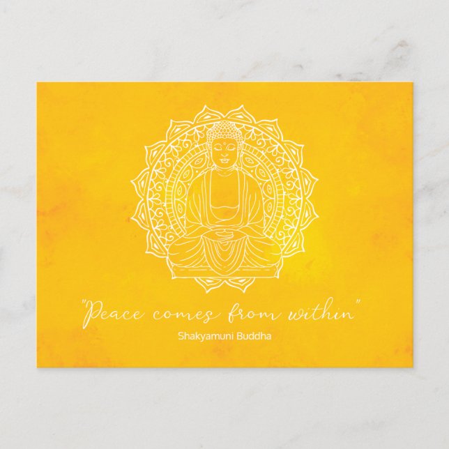 Postal La paz viene del amarillo del Buda Shakyamuni (Anverso)