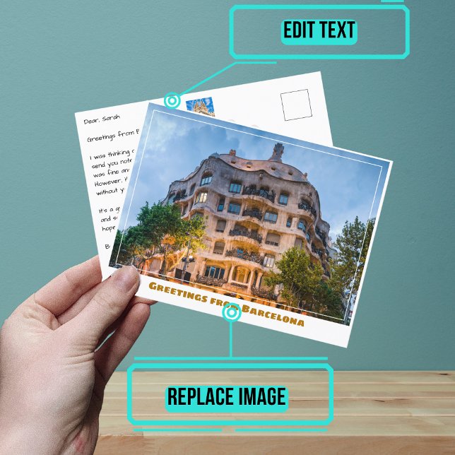 Postal La Pedrera Casa Milà Barcelona España moderna (When you are looking to share your experiences, sending a postcard is a sweet gesture.)