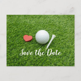 Postal La pelota de golf SAVE THE FATE con tee y love