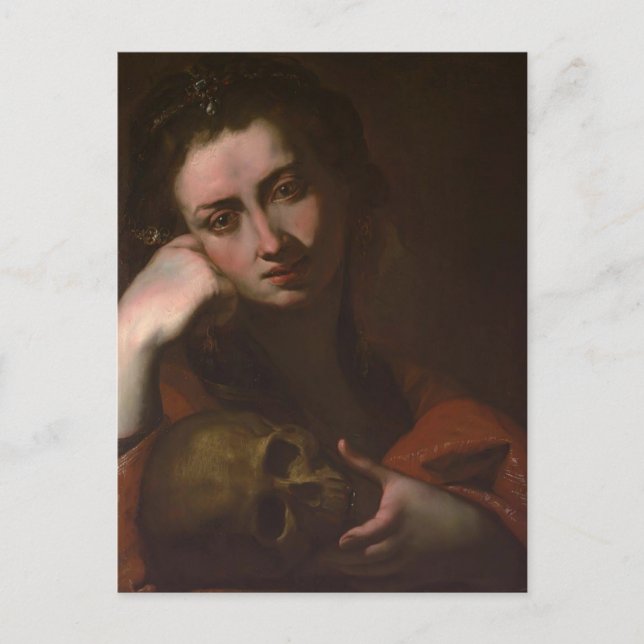 Postal La Penitent Magdalen (Vanitas) de Jusepe Ribera (Anverso)