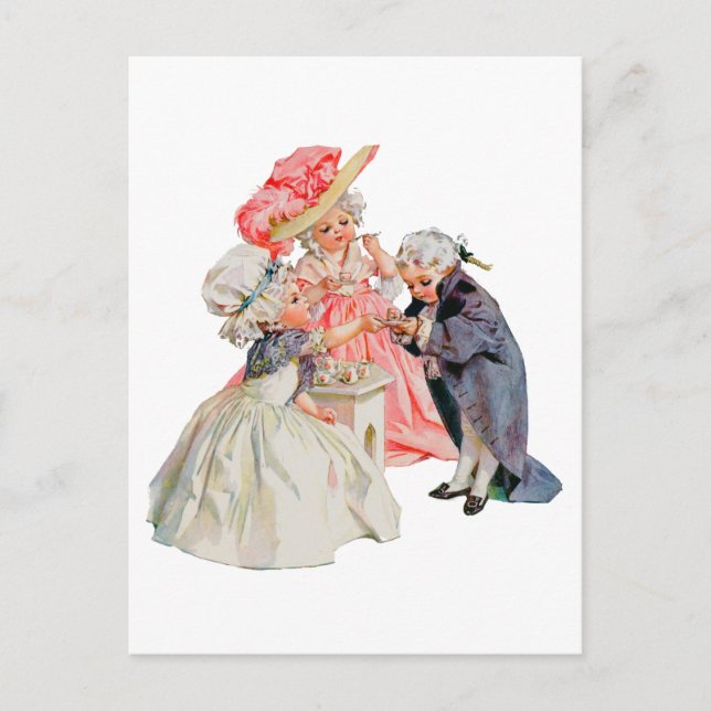 Postal La pequeña Martha Washington, la Fiesta del té (Anverso)