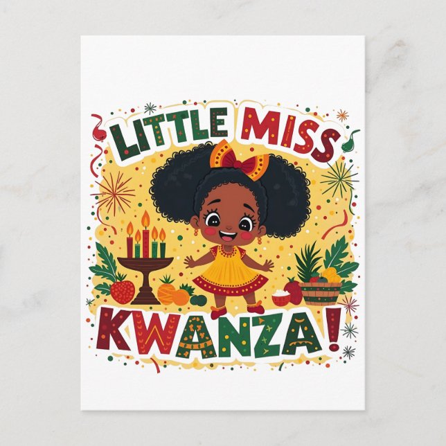 Postal La pequeña Miss Kwanza Afro-American Kwanaz (Anverso)