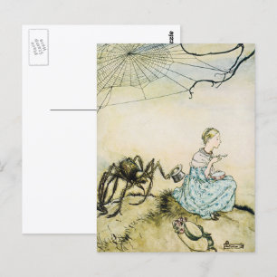 Postal La pequeña Miss Muffet por Arthur Rackham
