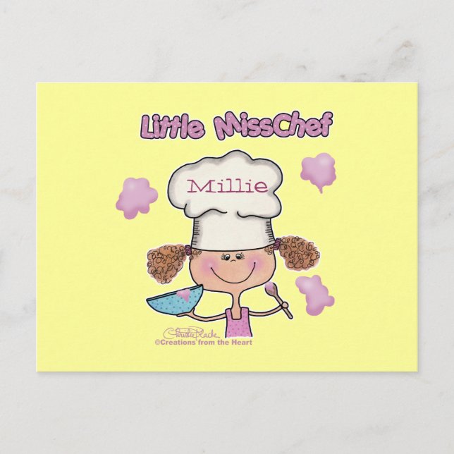 Postal La pequeña señorita Chef Personalizada (Anverso)